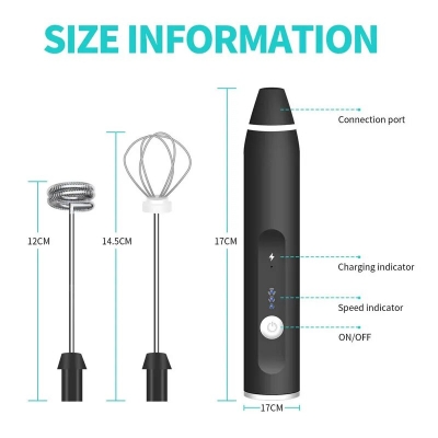Rechargeable Handheld 3-Speed Adjustable For Latte Coffee mixer 2 in 1Milk Frother