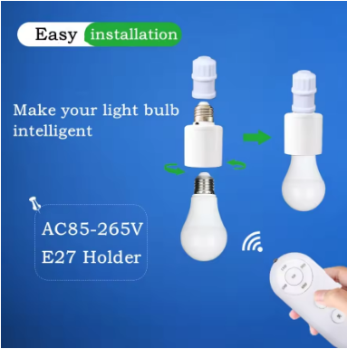 E27 Smart Lamp Holder with Wireless Remote & Timer