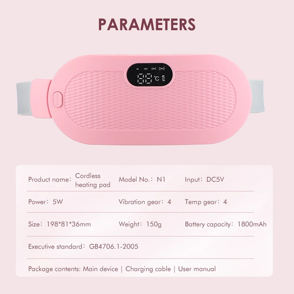 Electric Heating Pad Menstrual Cramp Massager Belt Women