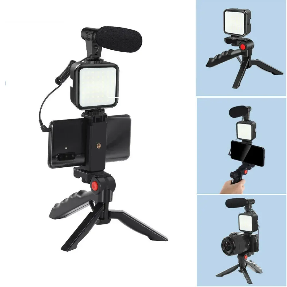 AY-49 Video Vlogger Kits With Microphone & LED Fill Light Mini Tripod