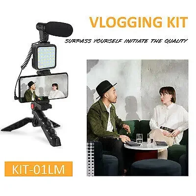 AY-49 Video Vlogger Kits With Microphone & LED Fill Light Mini Tripod